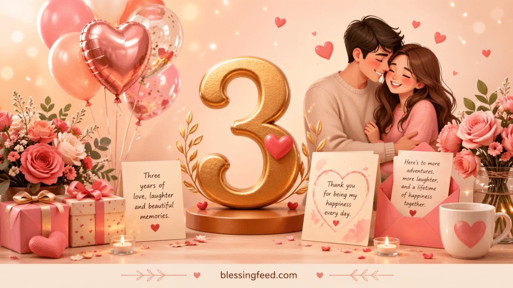 Celebrating 3 Years of Happiness with Heartfelt Messages