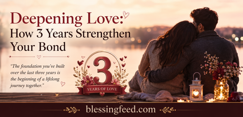 Romantic couple celebrating 3 years of love and a stronger relationship bond