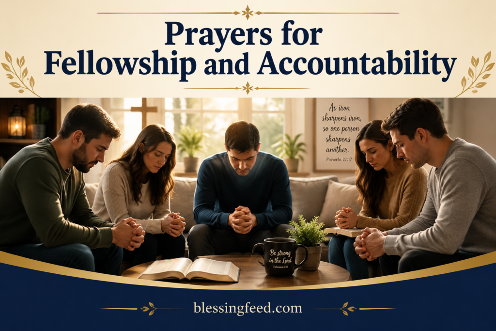 Prayers for Fellowship and Accountability with Christians praying together for spiritual support and unity