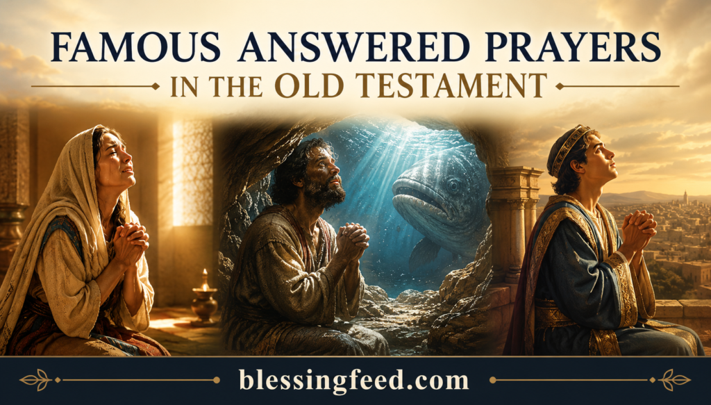 Famous answered prayers in the Old Testament Bible illustration.