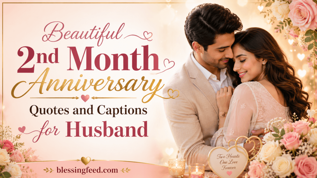 Beautiful 2nd month anniversary quotes and captions for husband with romantic couple and blessingfeed.com