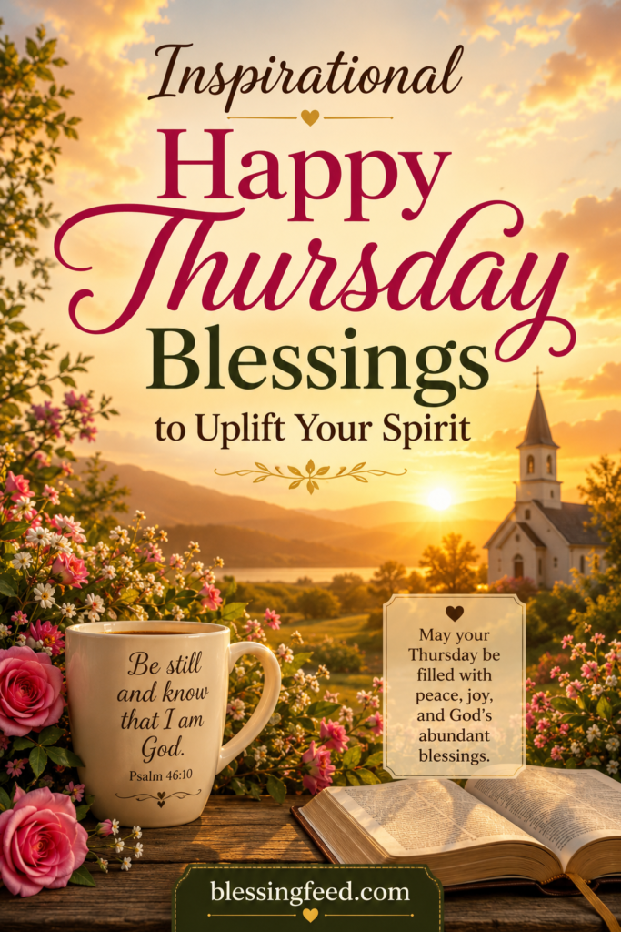 Inspirational Happy Thursday Blessings to Uplift Your Spirit golden sunrise blessing image for peace and positivity