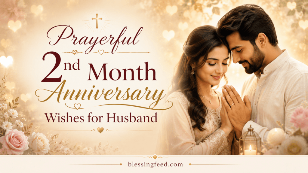 Prayerful 2nd month anniversary wishes for husband with romantic couple and blessings