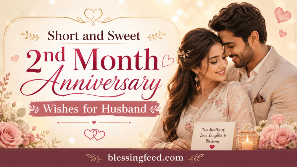 Short and sweet 2nd month anniversary wishes for husband with romantic flowers and blessingfeed website name