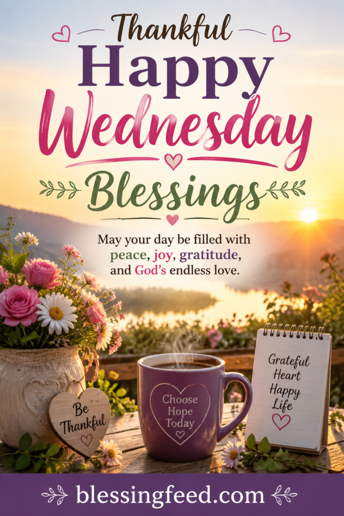 Thankful Happy Wednesday Blessings inspirational quote image