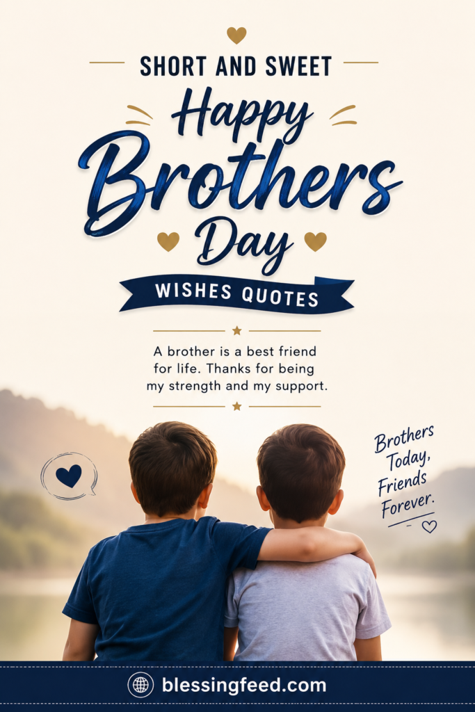 Short and Sweet Happy Brothers Day Wishes Quotes for Quick Messages with two brothers sharing a loving moment
