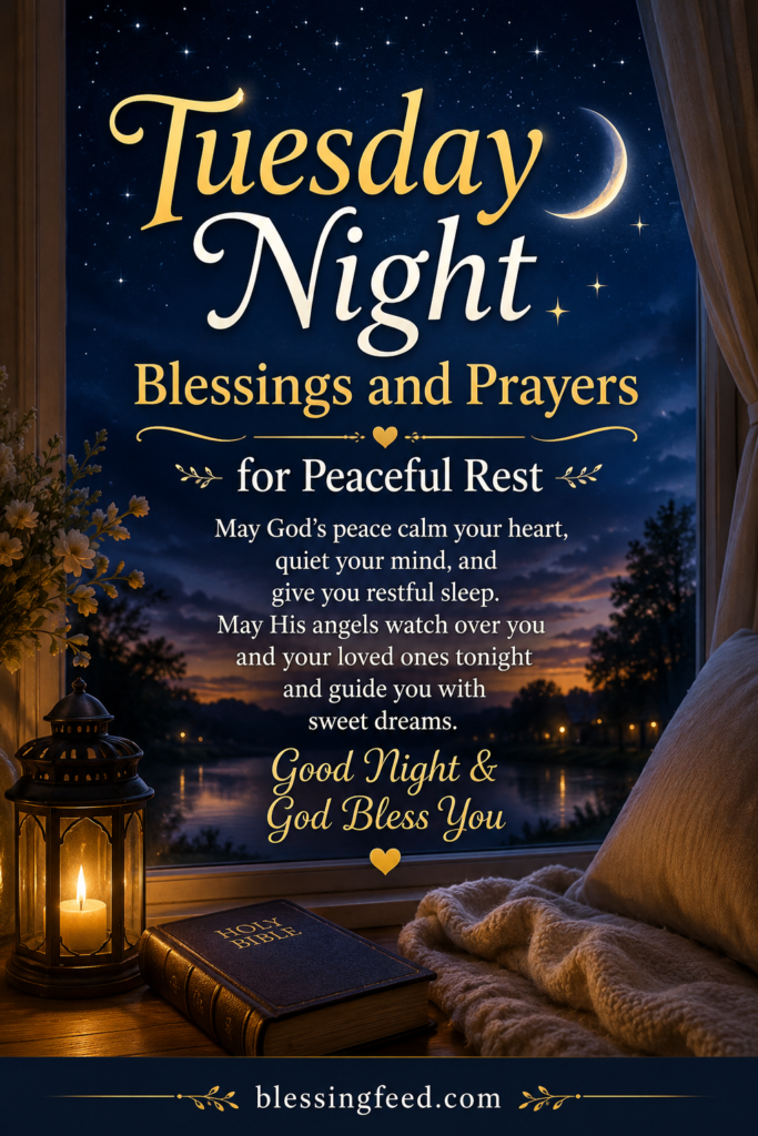 Tuesday night blessings and prayers image for peaceful rest and God’s comfort