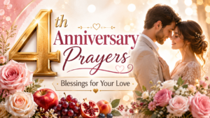 4th anniversary prayers and blessings for couple with romantic golden design and love theme