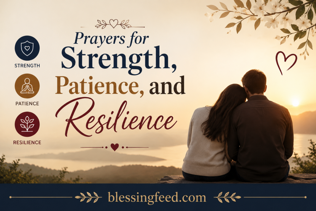 Prayers for Strength, Patience, and Resilience inspirational couple sunset banner blessingfeed.com