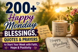 Happy Monday blessings inspirational thumbnail with quotes, prayers, and positive new week message for motivation and peace
