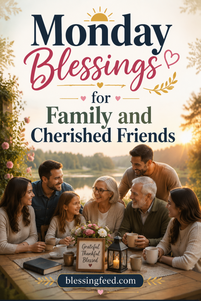 Monday blessings for family and cherished friends with a peaceful morning gathering