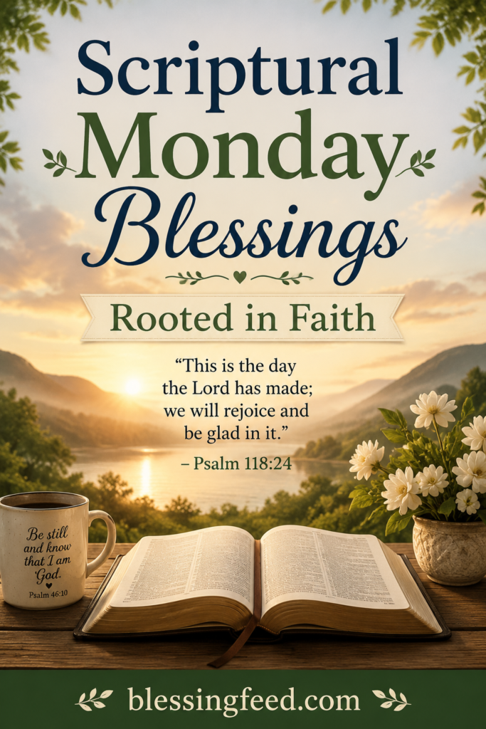 Scriptural Monday blessings with Bible verse and faith-filled morning inspiration