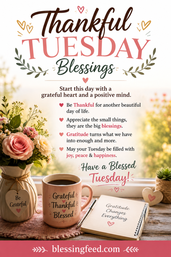 Thankful Tuesday blessings for gratitude and happiness